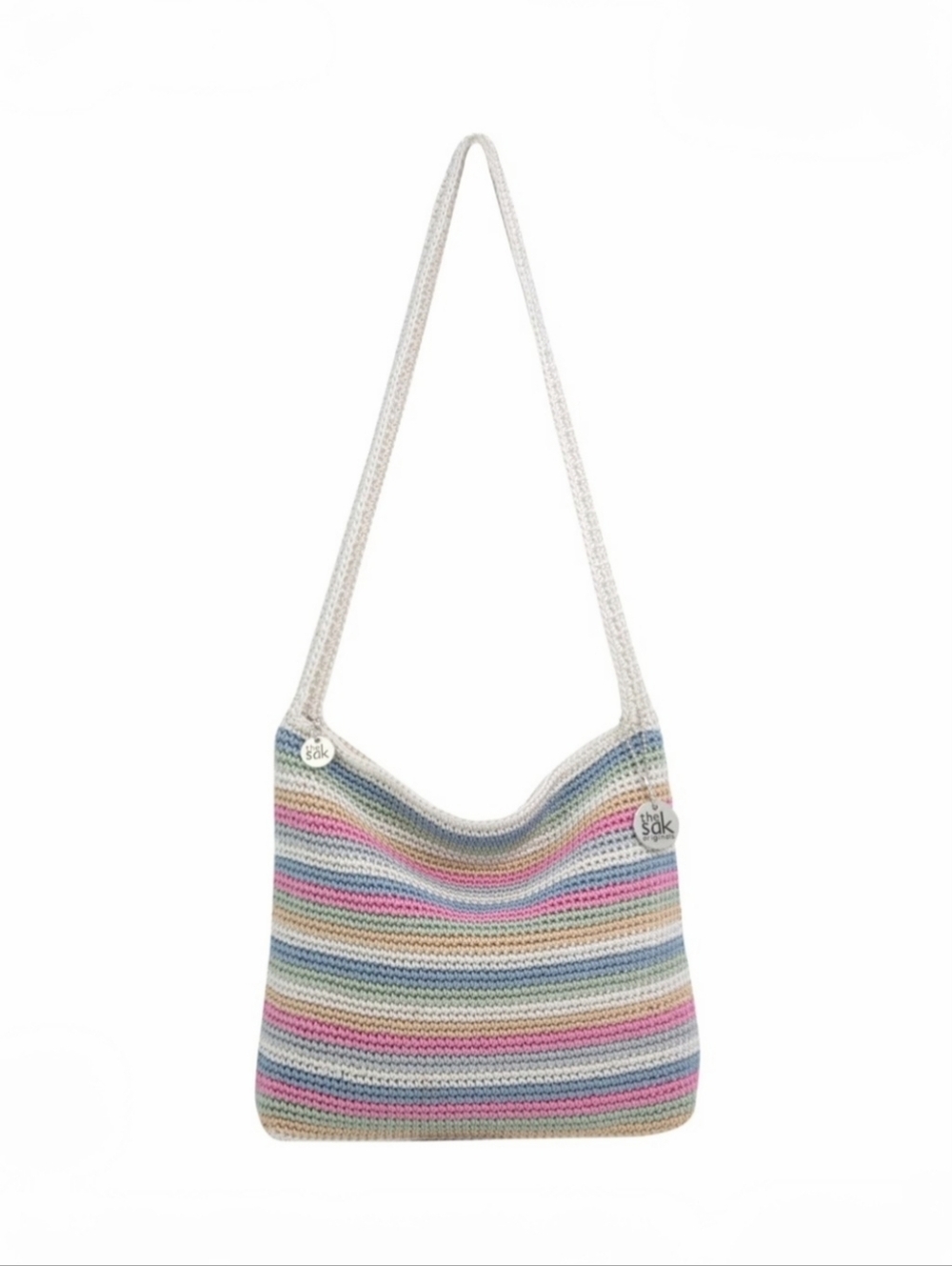 NEW The Sak -Striped Crochet Shoulder Bag in Rare Pastel Multicolor - Picture 9 of 9
